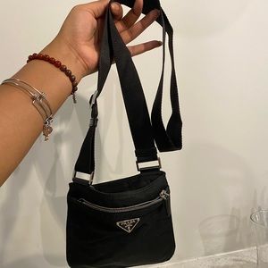 Prada Black Nylon Tessuto Messenger Crossbody bag